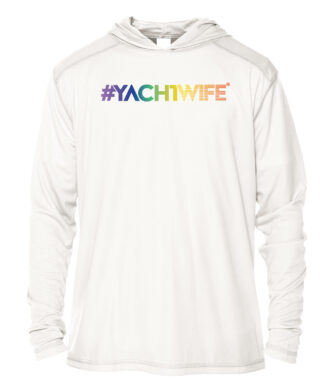 Yacht Wife Pride hoodie with UPF 50+ sun protection, perfect for sun-safe yacht outings and casual w.
