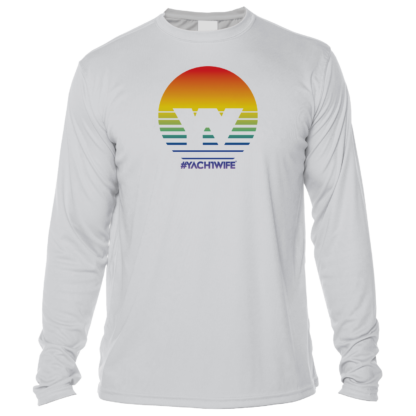 A UV shirt with an image of a sunset.