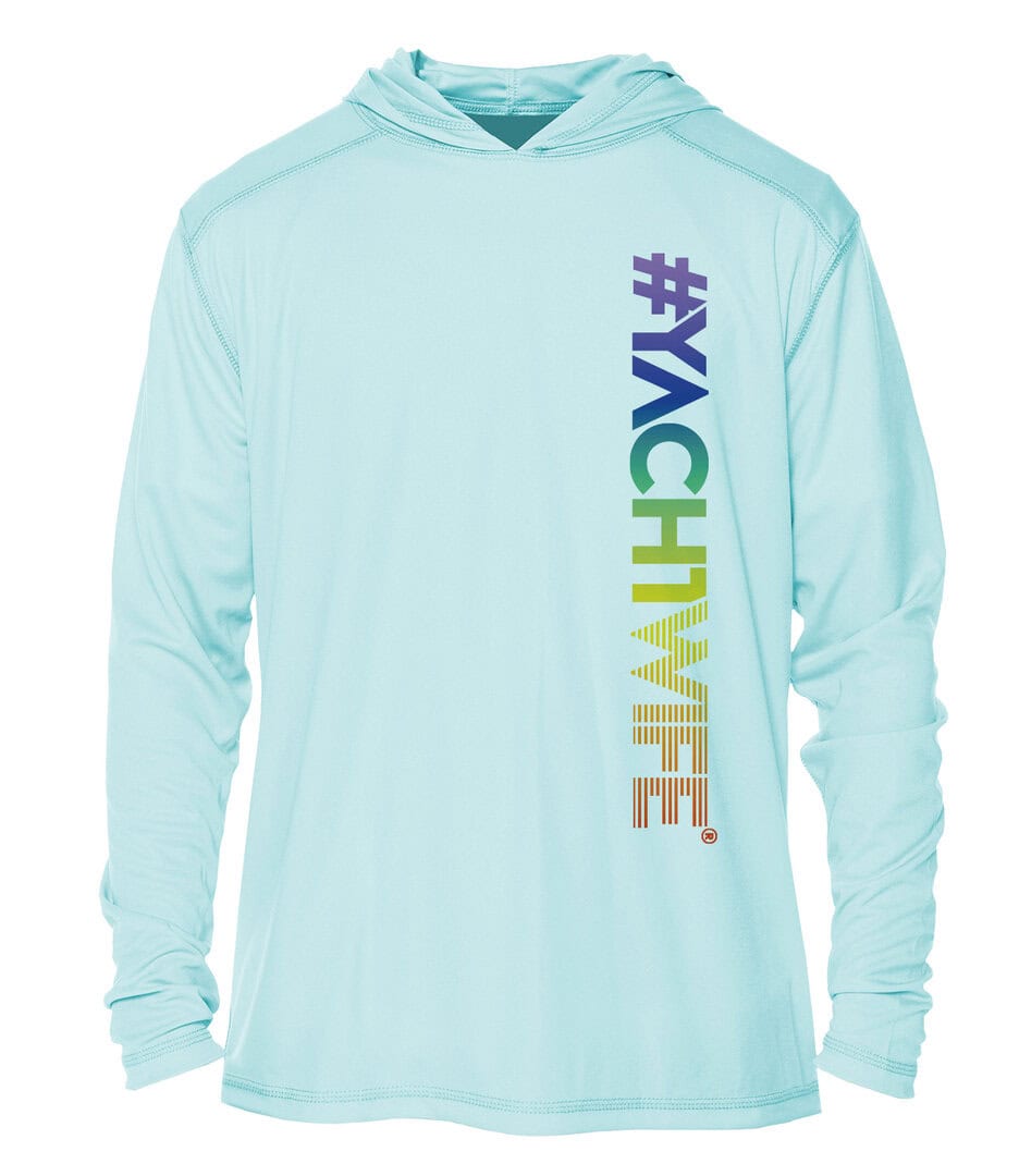 UPF 50+ Yacht Wife hoodie in Arctic Blue, perfect for sun protection and casual style.