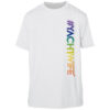 UPF 50+ yacht wife T-shirt with rainbow text for pride events. Perfect for sun protection and stylis.