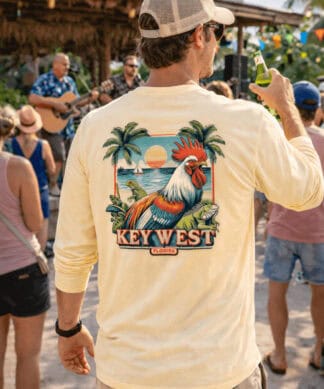 Sun protection shirt with tropical wildlife design, perfect for outdoor activities in Key West.