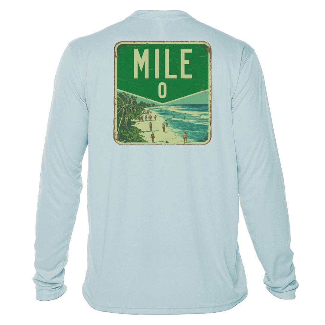 Mile Zero Sun Shirt in Arctic Blue with UPF 50+ protection, perfect for sun protection during outdoo.