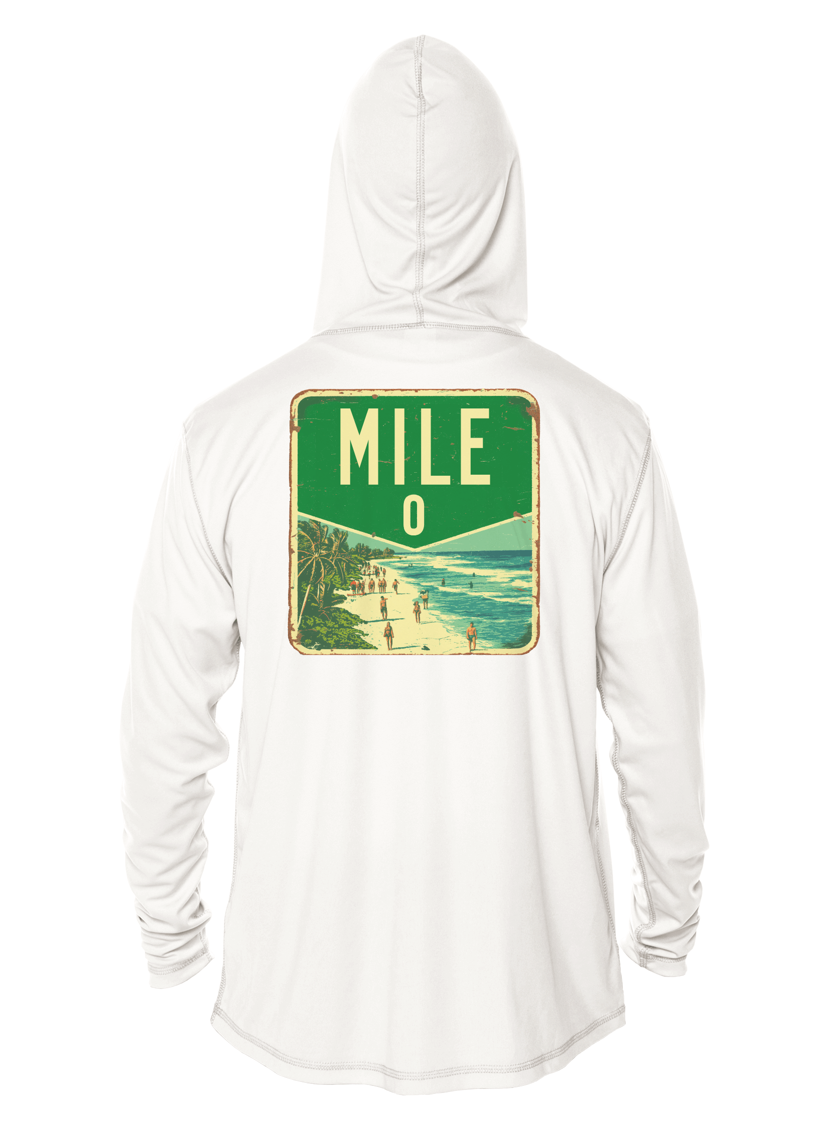 Key West Sun Shirts - Mile Zero - UPF 50+ Hoodie - White,SM