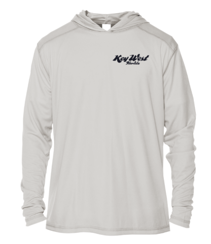 A grey "no hoodie" sun shirt.