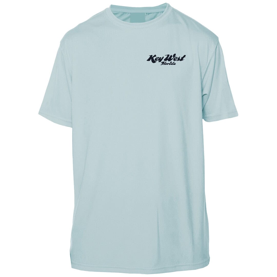 Light blue Key West Sun Shirts T-shirt with logo.