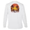 Sun protection shirt with tropical sunset and palm trees design in Key West.