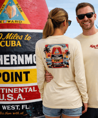 Sun protection long sleeve shirt with Southernmost Point design in Key West, FL. Perfect for beach d.