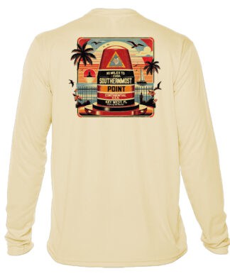 Sun protection UPF 50+ long sleeve shirt featuring Southernmost Point design. Perfect for beach days.