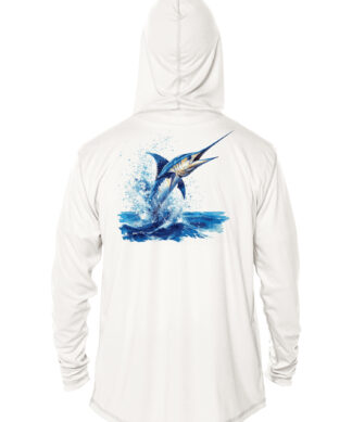 High-Quality Blue Marlin Fishing Hoodie with UPF 50+ Protection.