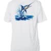 Blue Marlin fishing shirt with vibrant design, UPF 50+ sun protection, perfect for anglers.