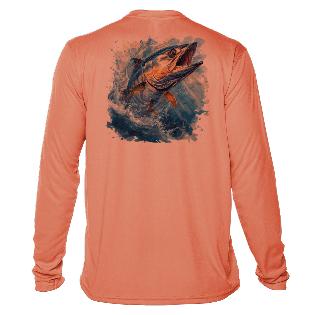Fishing Shirt Outfitters - Angler's Collection: King Mackerel - UPF 50+ Long Sleeve - Salmon,LG