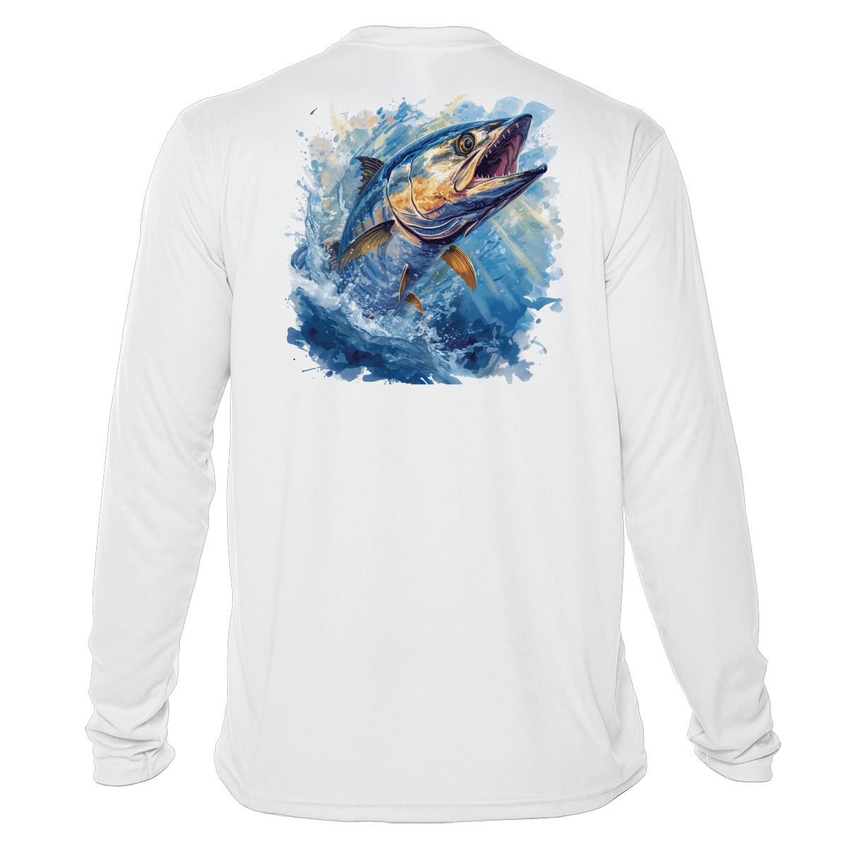 Fishing Shirt Outfitters - Angler's Collection: King Mackerel - UPF 50+ Long Sleeve - White,3XLG