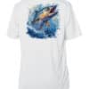 White fishing shirt with King Mackerel graphic, UPF 50+ sun protection.