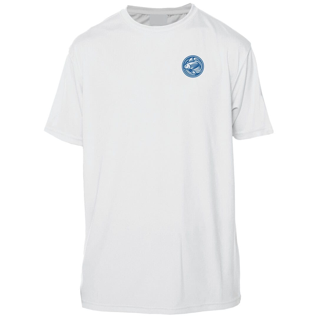 White T-shirt with Key West Sun Shirts logo, perfect for beach and casual wear.