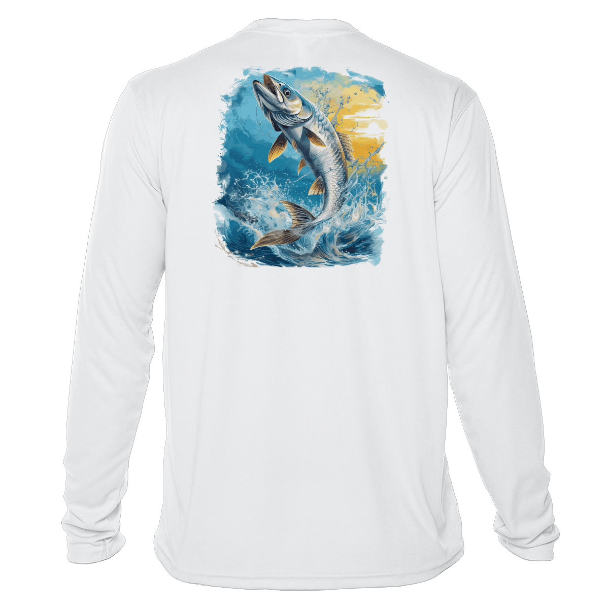 Men's White Long Sleeve Fishing Shirt