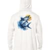 Wahoo fishing hoodie with UPF 50+ for sun protection, perfect for anglers and outdoor enthusiasts.