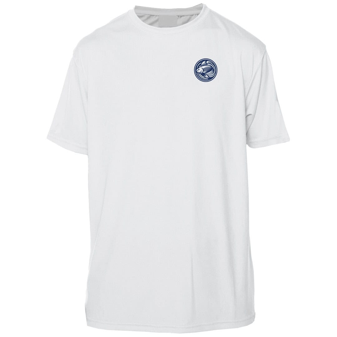 White T-shirt with Key West Sun Shirts logo, perfect for beach and casual wear.