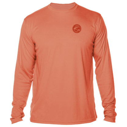 The men's orange long sleeve UV shirt.