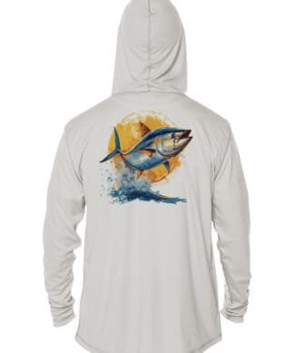 Yellowfin Tuna UPF 50+ Hoodie for anglers and fishing enthusiasts.