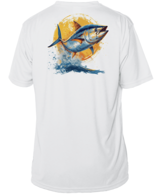 A Fishing Shirt Outfitters - Angler's Collection: Yellowfin Tuna - UPF 50+ Short Sleeve with an image of a yellowfin tuna.