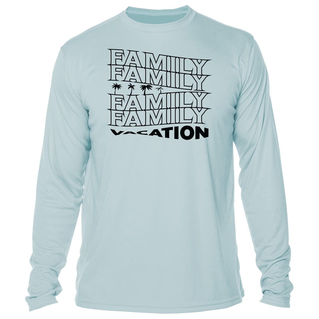UPF 50+ Arctic Blue Long Sleeve Sun Shirt for Family Vacation.