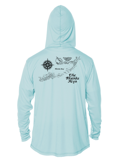 Key West Sun Shirts - Map of Florida Keys - UPF 50+ Hoodie