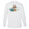 Sunswept sailing shirt with sailboats, UPF 50+ sun protection, perfect for beachside sailing and out.