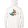 UPF 50+ sun protection hoodie with sailboat graphic, perfect for beach and sailing adventures.