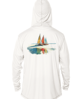 Sunswept Sailing Shirts - Beachside Sailboats - UPF 50+ Hoodie