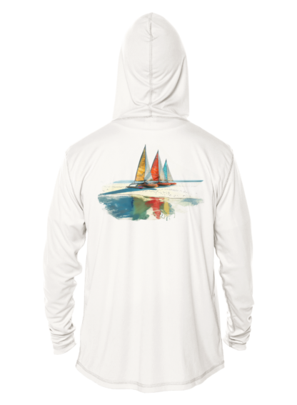 Sunswept Sailing Shirts - Beachside Sailboats - UPF 50+ Hoodie