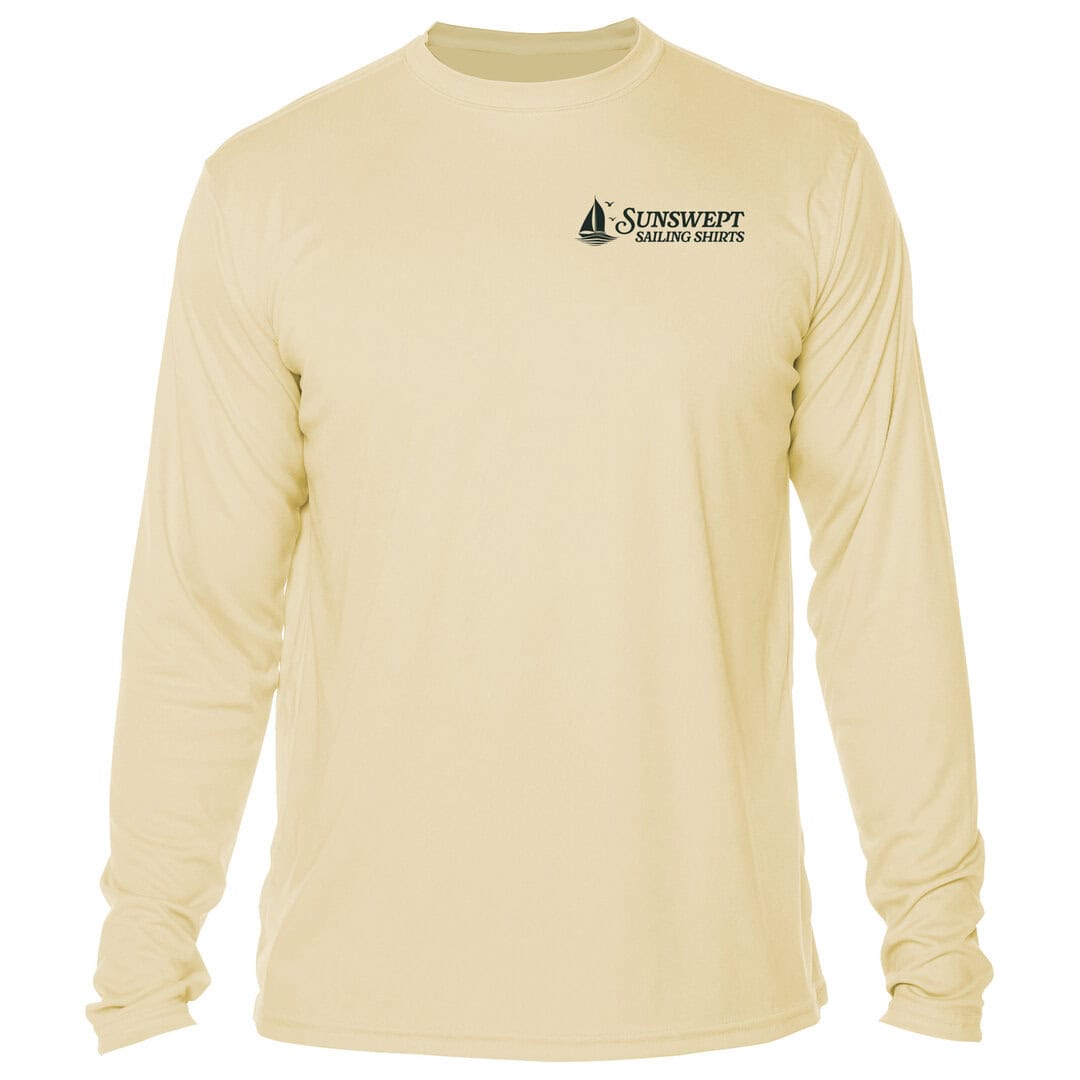 Light yellow Sun Swept sailing shirts long sleeve T-shirt with logo.