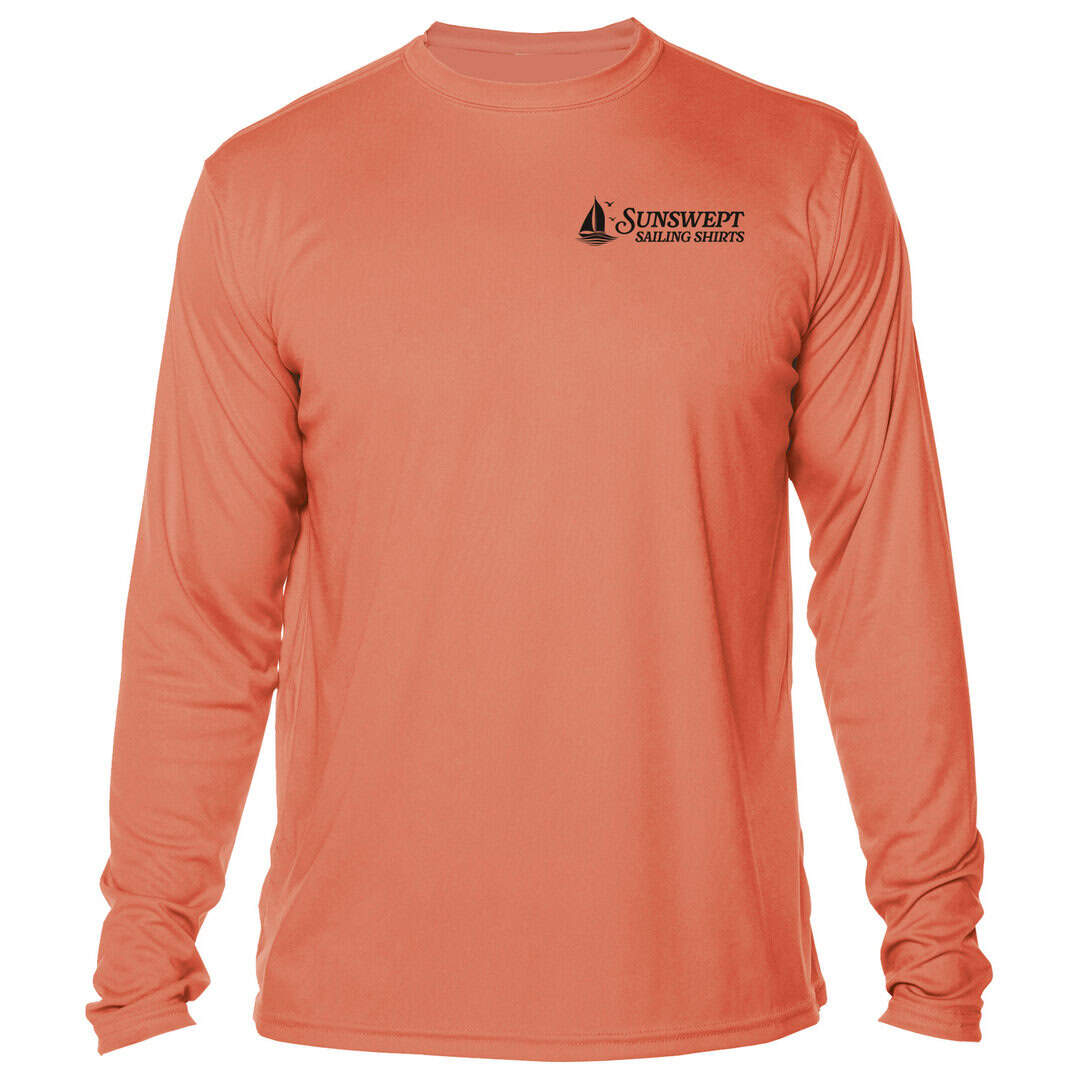 Sun Swept sailing shirt in coral color with logo.