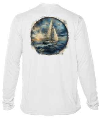 Sunswept sailing shirt with UPF 50+ protection, perfect for stormy seas and sunny days on the water.