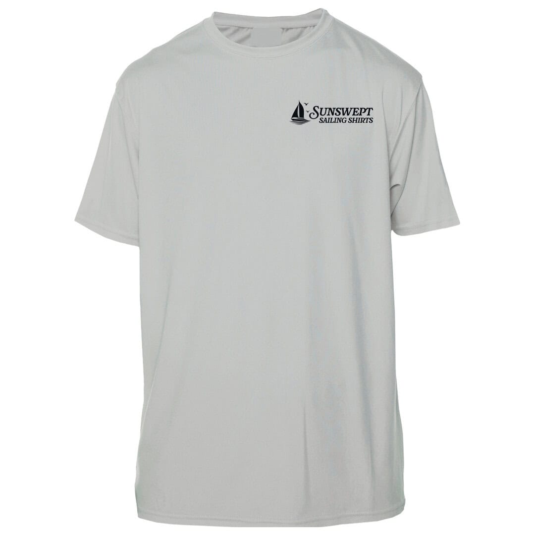 White Key West sun shirt with sailing logo, perfect for beach and sailing trips.