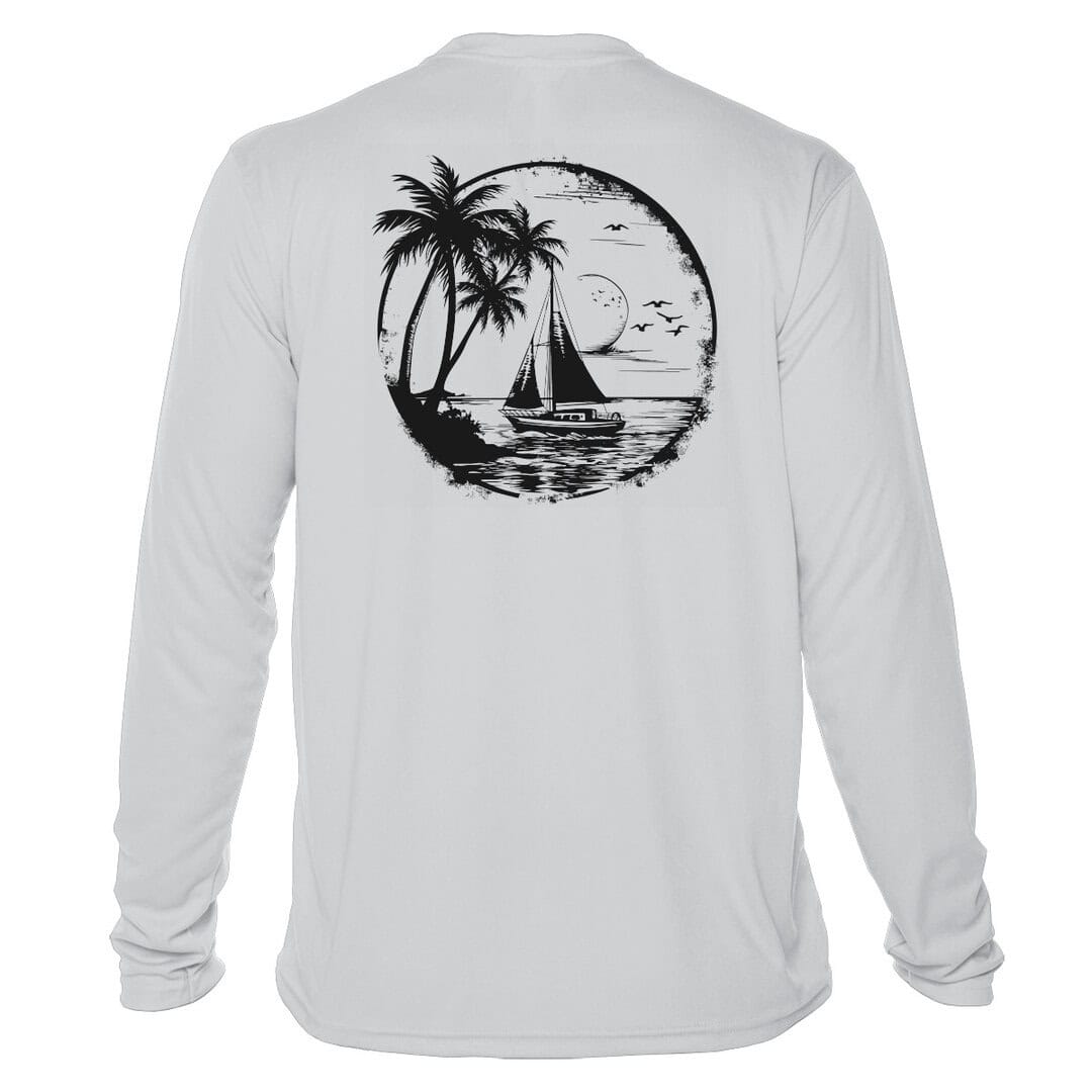 UPF 50+ Long Sleeve Tropical Sailboat Shirt.
