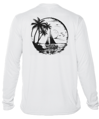 Sunswept Sailing Shirts - Tropical Sailboat Silhouette - UPF 50+ Long Sleeve