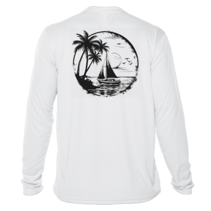 Sunswept Sailing Shirts - Tropical Sailboat Silhouette - UPF 50+ Long Sleeve