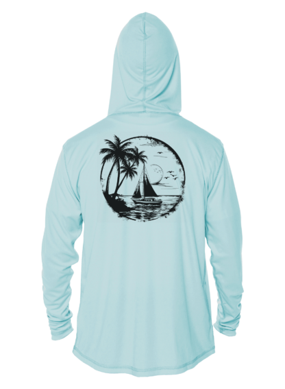 Sunswept Sailing Shirts - Tropical Sailboat Silhouette - UPF 50+ Hoodie - Image 5