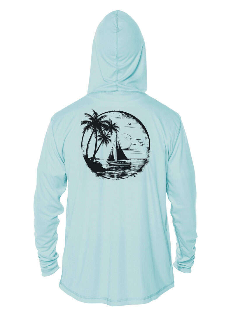 UPF 50+ Hoodie for Sun Protection, Arctic Blue.