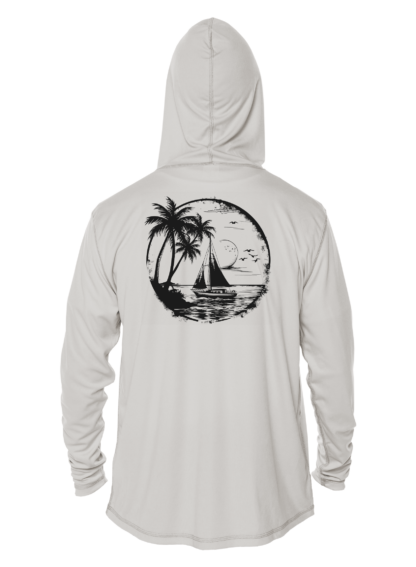 Sunswept Sailing Shirts - Tropical Sailboat Silhouette - UPF 50+ Hoodie - Image 3