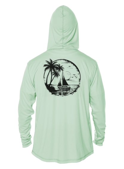 Sunswept Sailing Shirts - Tropical Sailboat Silhouette - UPF 50+ Hoodie - Image 7