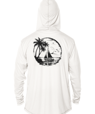 Sunswept Sailing Shirts - Tropical Sailboat Silhouette - UPF 50+ Hoodie