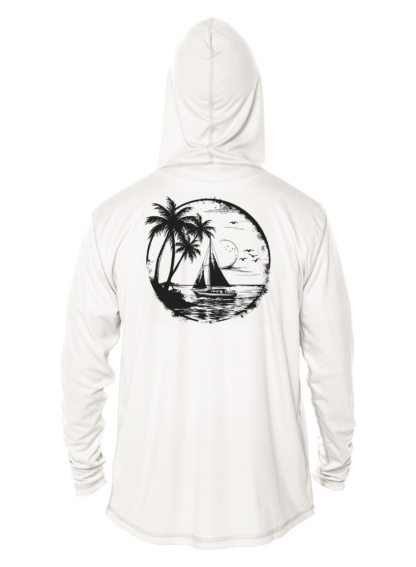 Sunswept Sailing Shirts - Tropical Sailboat Silhouette - UPF 50+ Hoodie