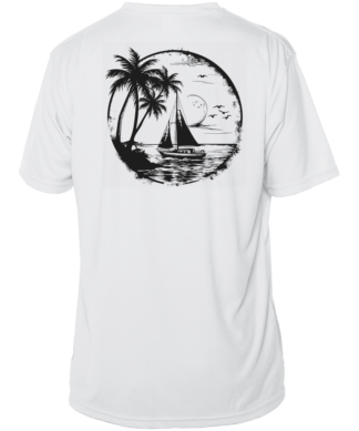 Sunswept Sailing Shirts - Tropical Sailboat Silhouette - UPF 50+ Short Sleeve