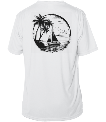 Sunswept Sailing Shirts - Tropical Sailboat Silhouette - UPF 50+ Short Sleeve
