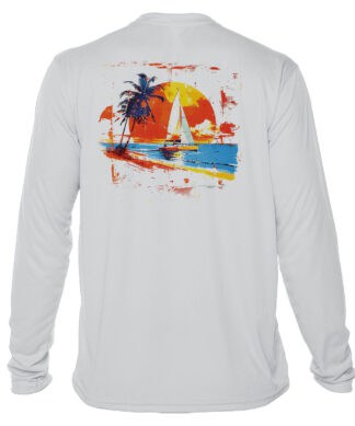 UPF 50+ Tropical Sailboat Sunset Shirt.