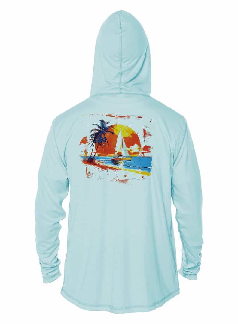 UPF 50+ Tropical Sailing Hoodie in Arctic Blue.