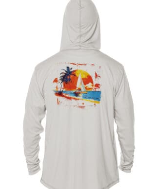UPF 50+ Tropical Sailboat Sunset Hoodie.