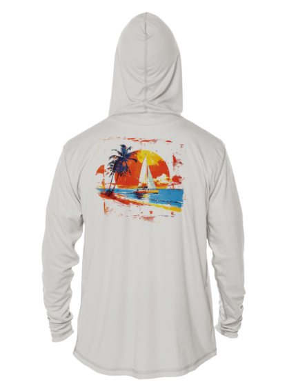 Sunswept Sailing Shirts - Tropical Sailboat Sunset -  UPF 50+ Hoodie - Image 3