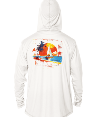 Sunswept Sailing Shirts - Tropical Sailboat Sunset -  UPF 50+ Hoodie